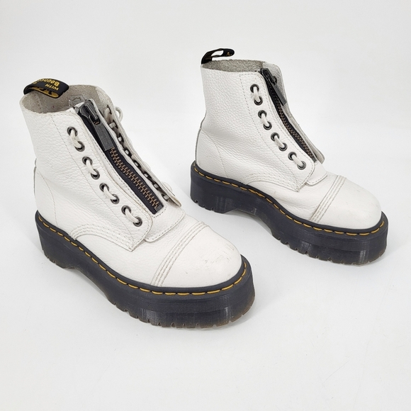 Dr Martens Sinclair Platform Boot Genuine Leather White Lace Up